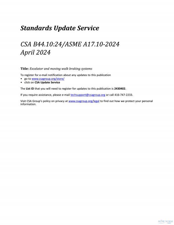 CSA B44.10/ASME A17.10 PDF